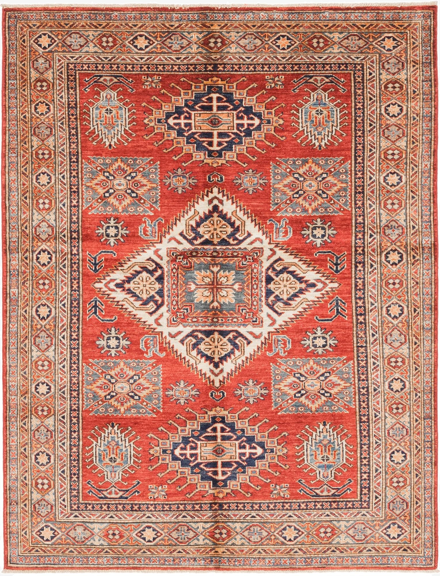 4' 11 x 6' 7  Hand Knotted Kazak Oriental Rug