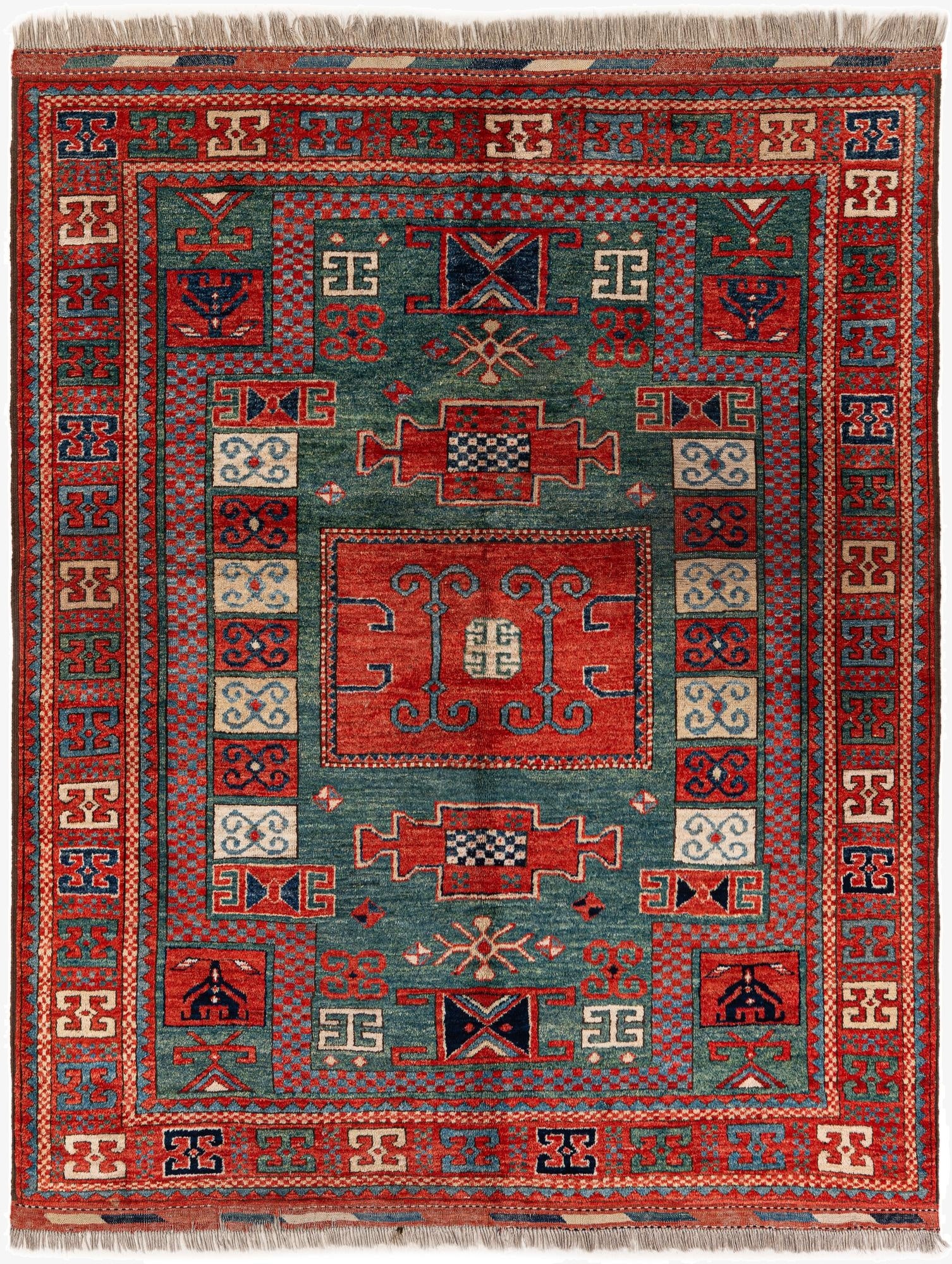 5' 9 x 7' 3  Hand Knotted Kazak Wool Rug