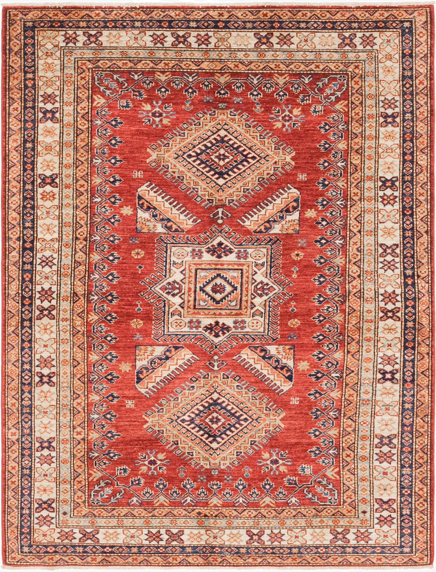 4' 11 x 6' 6  Hand Knotted Kazak Oriental Rug