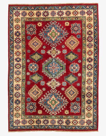4' x 5' 7 Hand Knotted Kazak Rug
