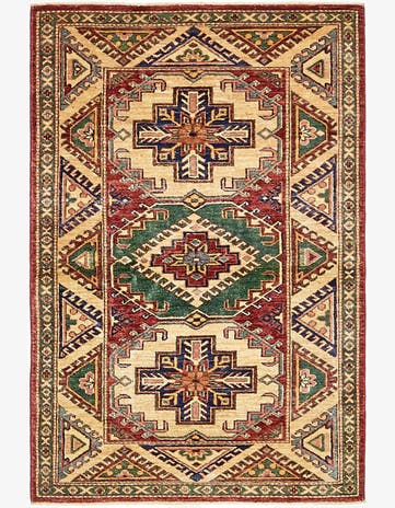 3' x 4' 10 Hand Knotted Kazak Rug