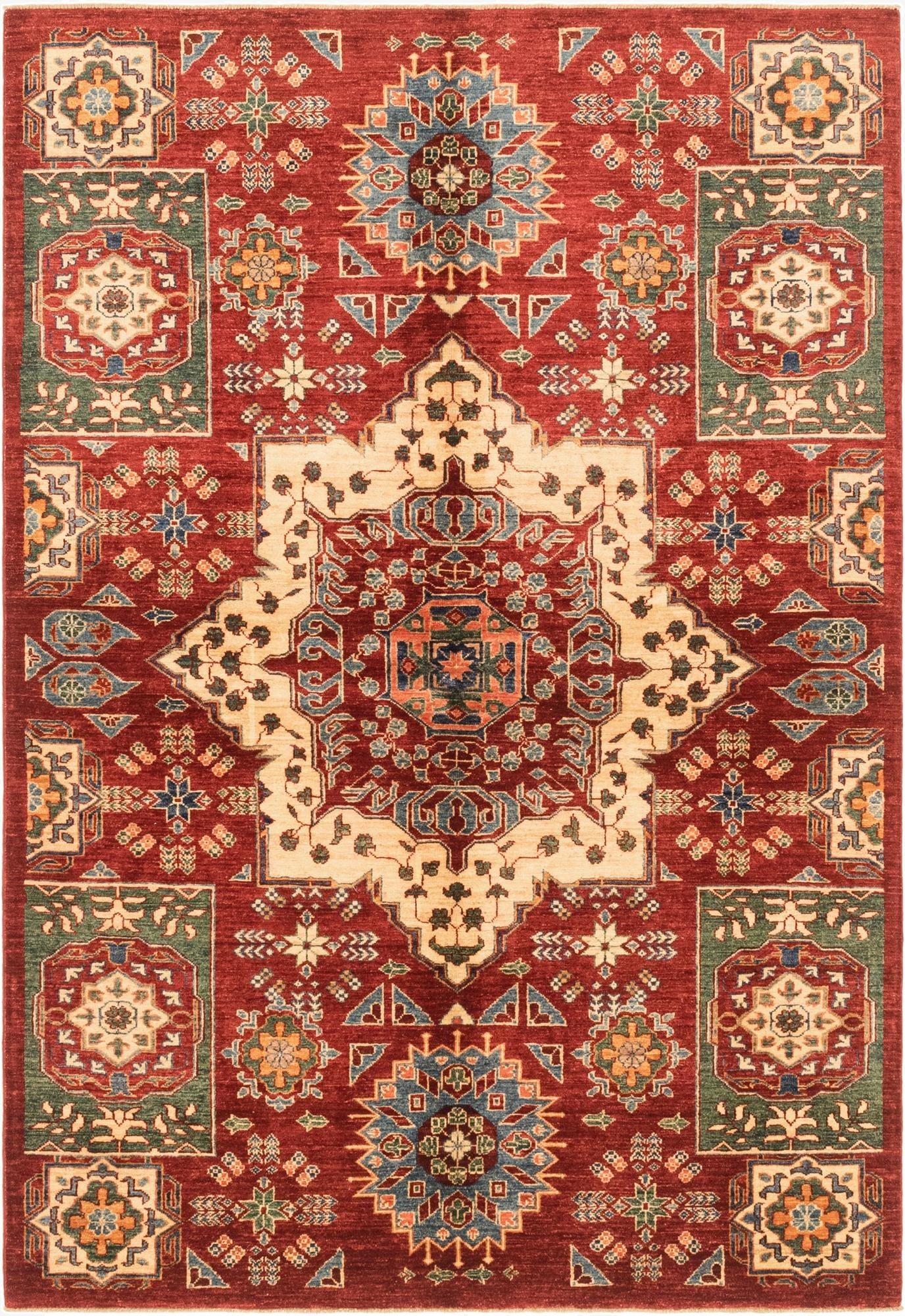 5' 7 x 8' 2  Hand Knotted Kazak Rug