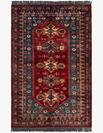 5' x 7' 6 Hand Knotted Kazak Wool Rug