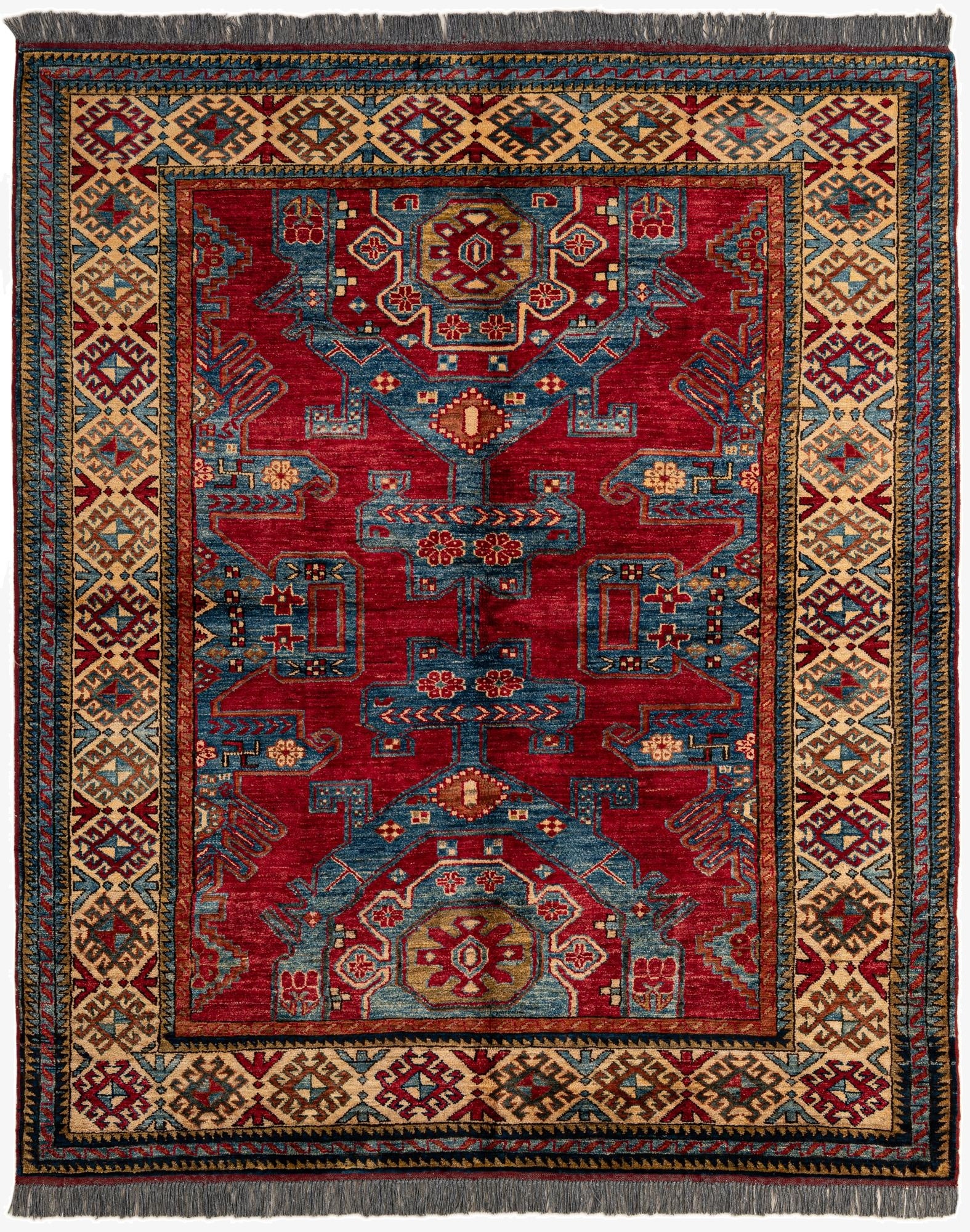 5' 2 x 6' 5  Hand Knotted Kazak Wool Rug