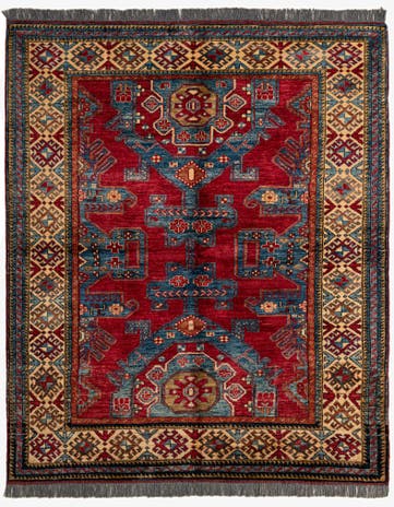 5' 2 x 6' 5 Hand Knotted Kazak Wool Rug