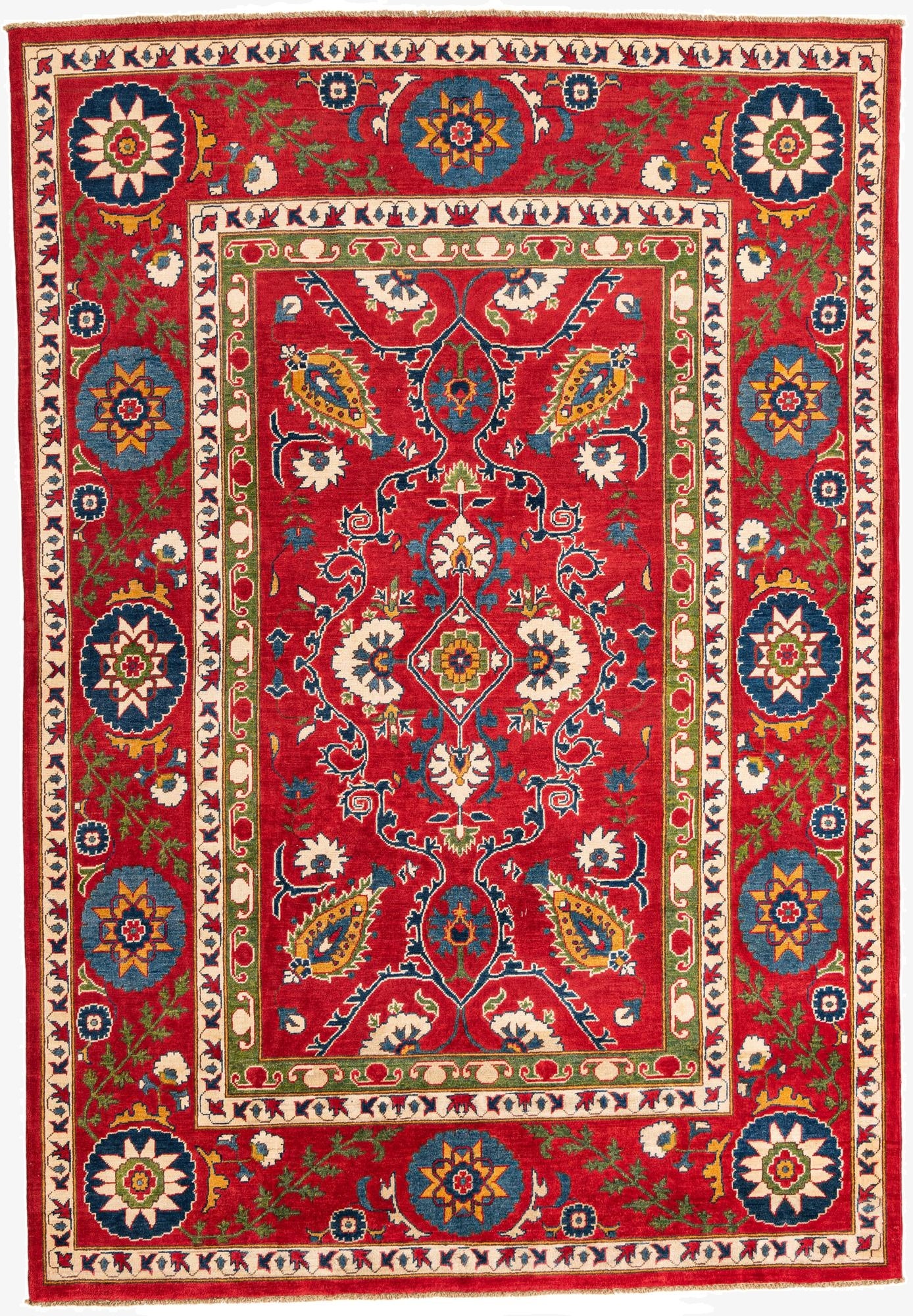 6' 8 x 9' 9  Hand Knotted Kazak Rug