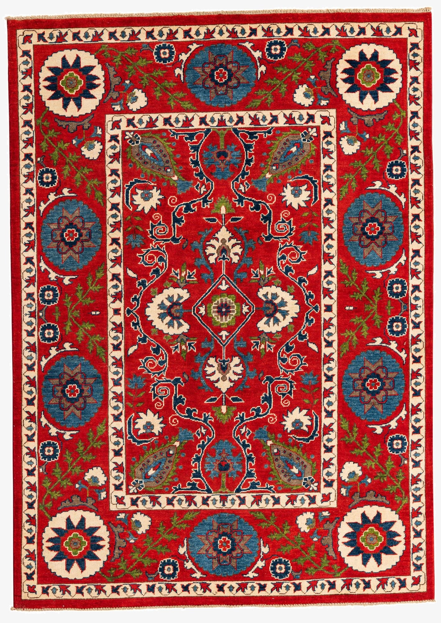 5' 8 x 8'  Hand Knotted Kazak Rug