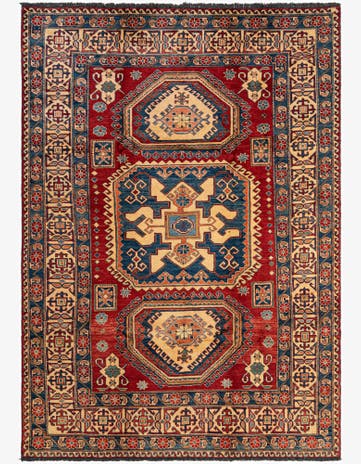 6' 1 x 8' 8 Hand Knotted Kazak Oriental Wool Rug