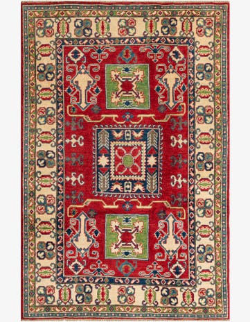 4' x 6' 1 Hand Knotted Kazak Rug