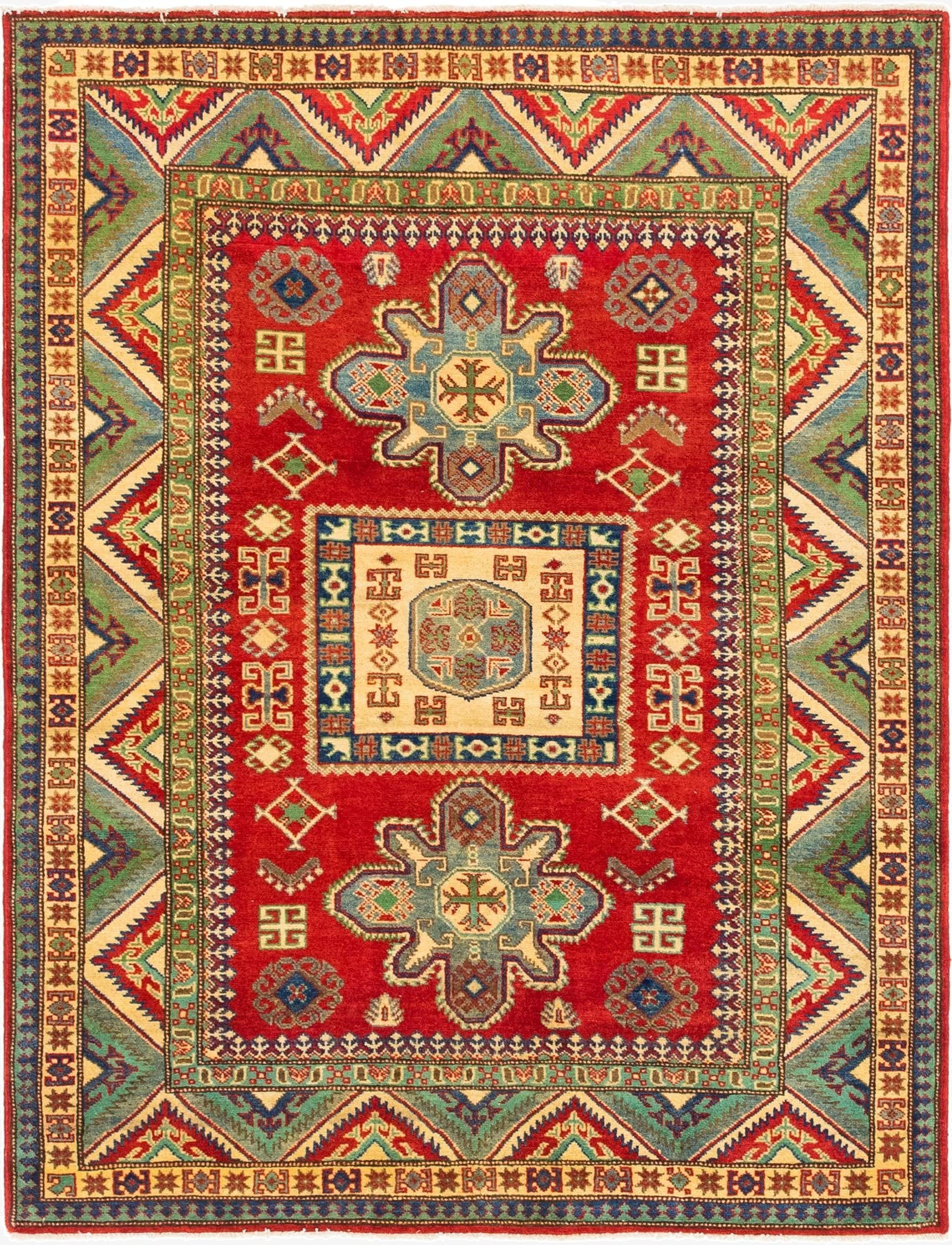 5' x 6' 4  Hand Knotted Kazak Rug