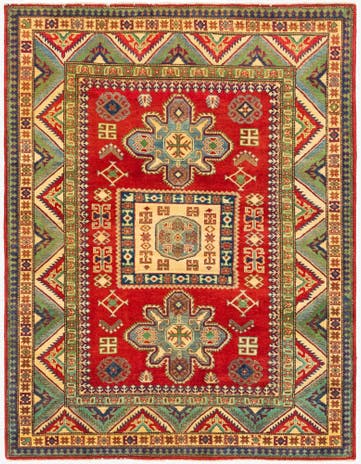 5' x 6' 4 Hand Knotted Kazak Rug