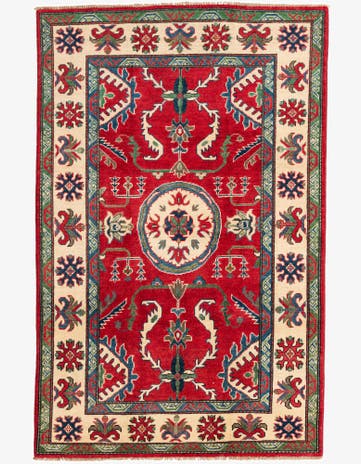4' x 6' 1 Hand Knotted Kazak Rug