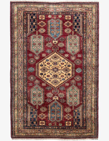 6' 1 x 9' 1 Hand Knotted Kazak Wool Rug