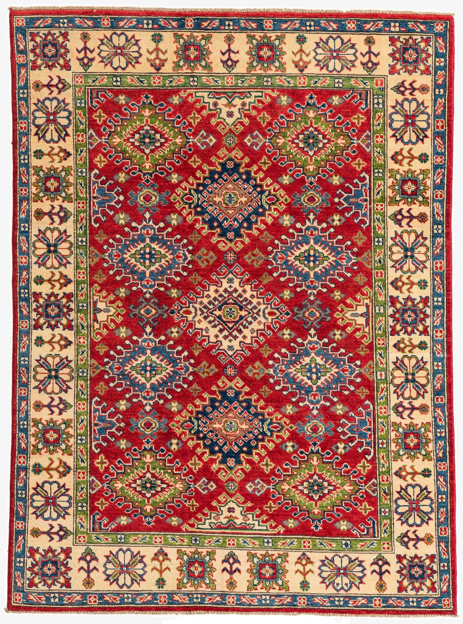 4' 9 x 6' 7  Hand Knotted Kazak Rug