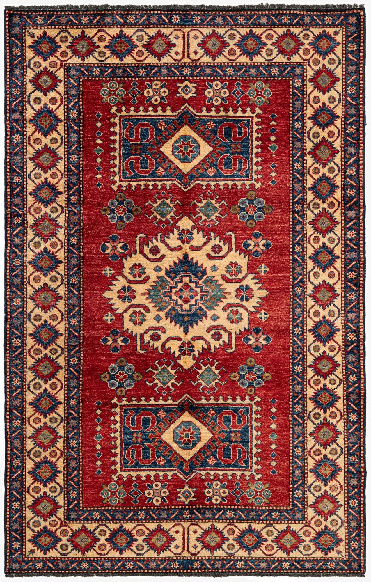 4' 5 x 6' 10  Hand Knotted Kazak Wool Rug