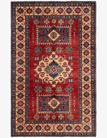 4' 5 x 6' 10 Hand Knotted Kazak Wool Rug
