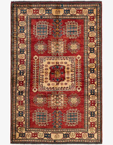 4' 4 x 6' 6 Hand Knotted Kazak Wool Rug