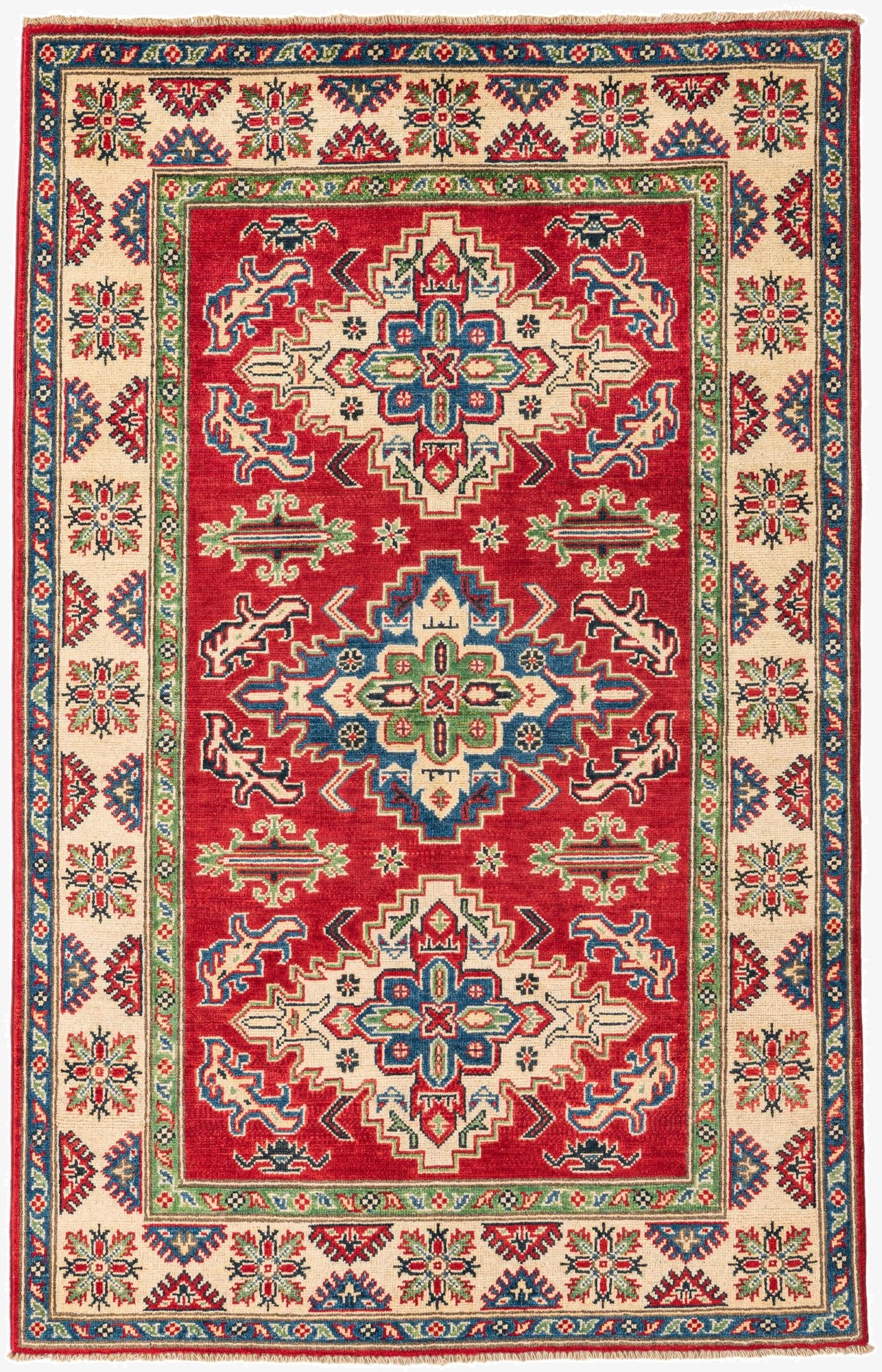 3' 10 x 6' 1  Hand Knotted Kazak Rug
