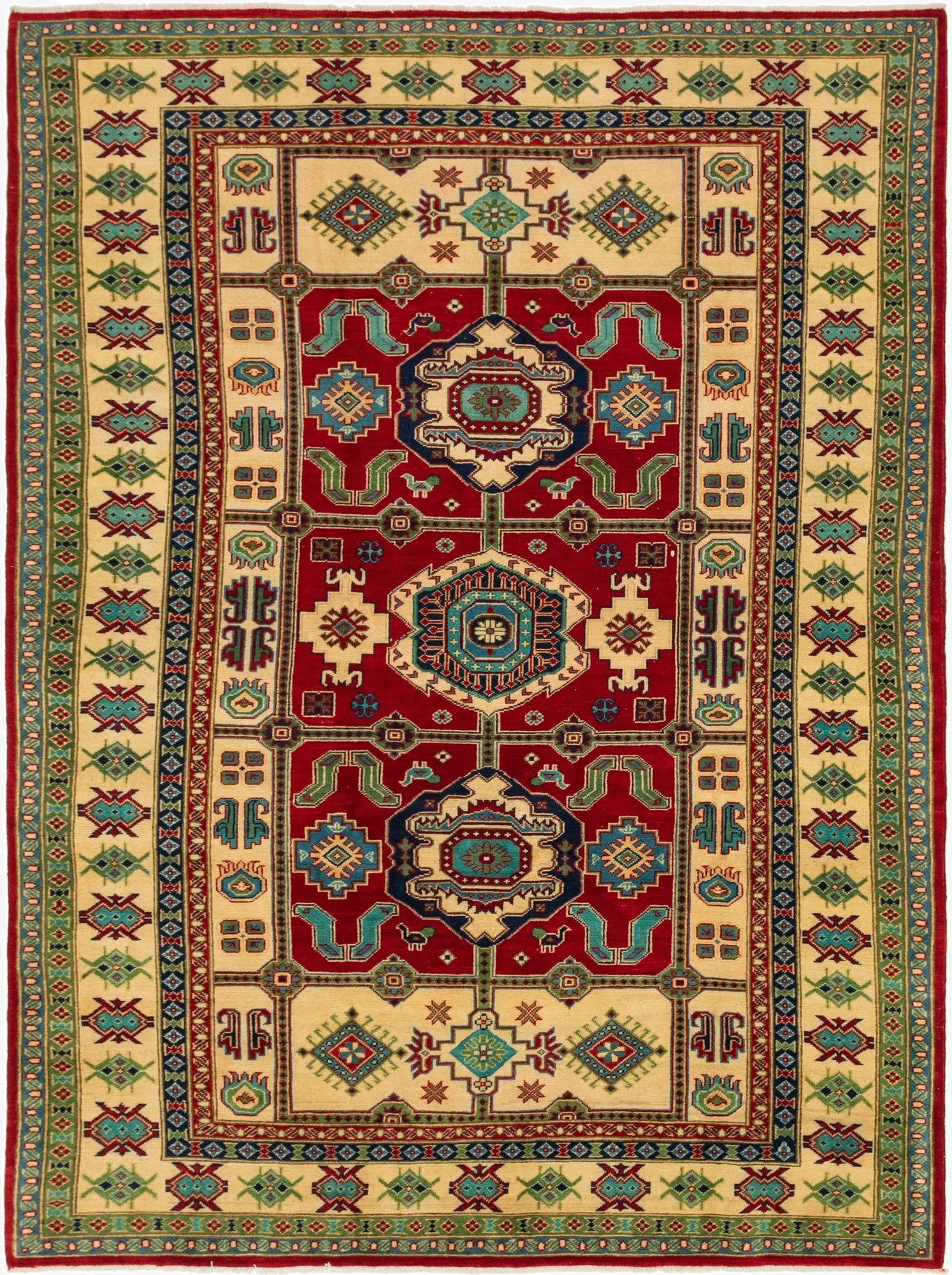 6' 8 x 9' 4  Hand Knotted Kazak Rug