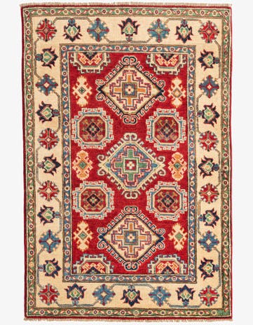 3' 4 x 5' Hand Knotted Kazak Rug