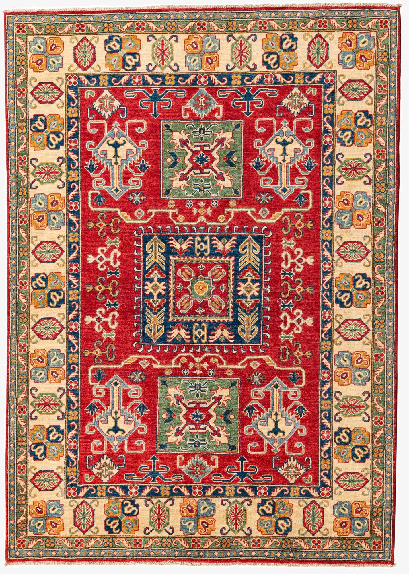 5' 8 x 8'  Hand Knotted Kazak Rug