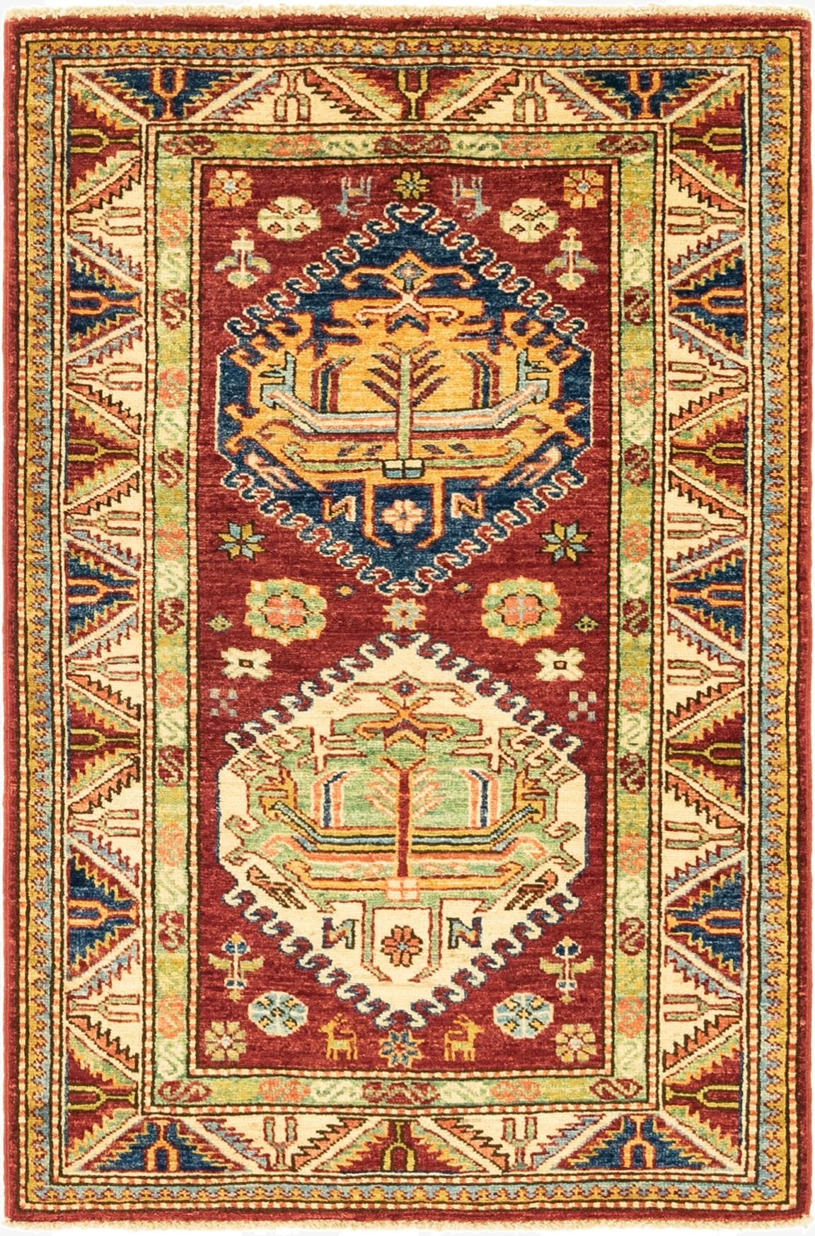 2' 9 x 4' 2  Hand Knotted Kazak Oriental Rug