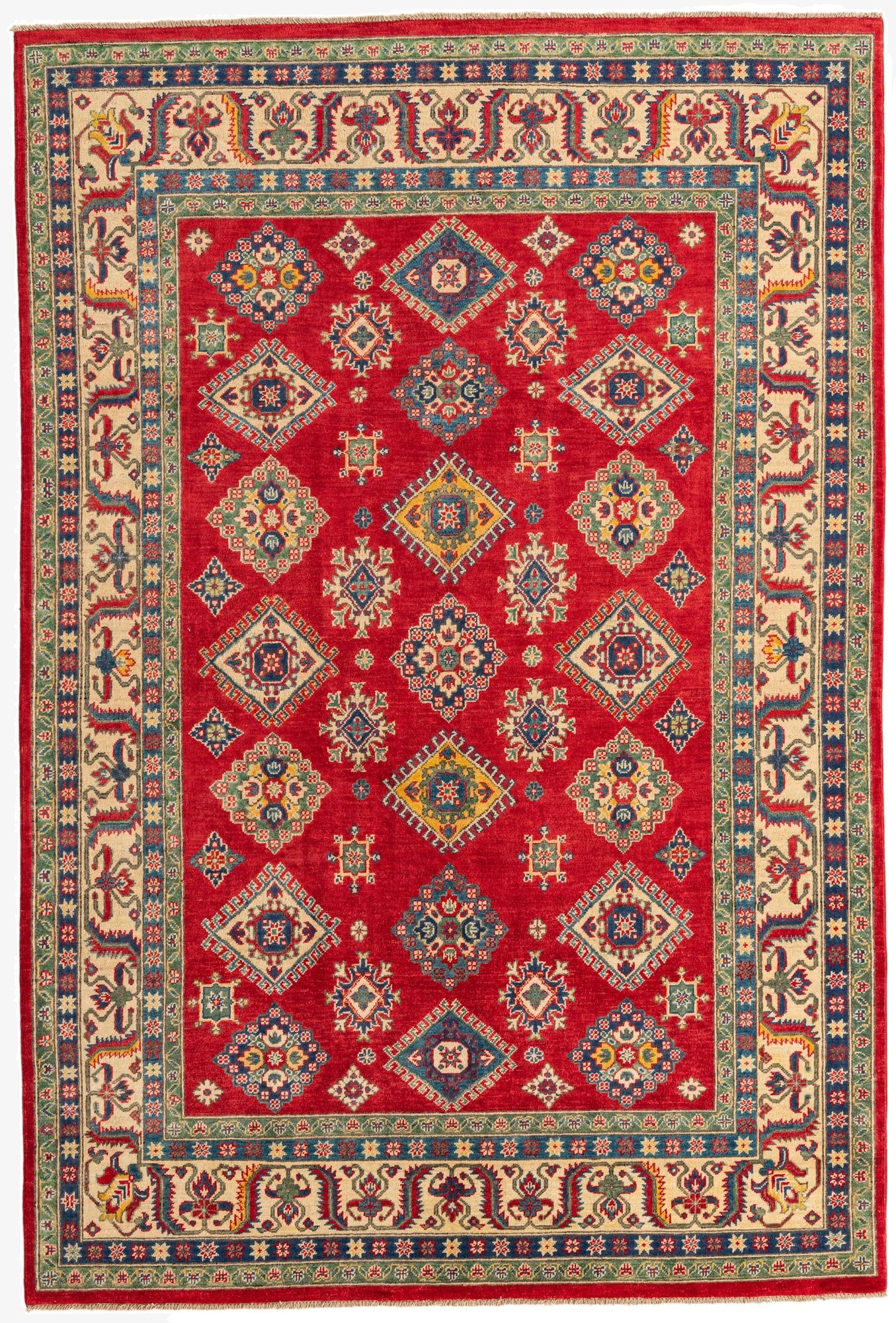 6' 8 x 9' 10  Hand Knotted Kazak Rug