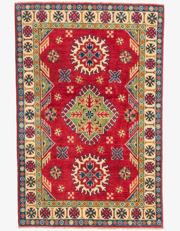 3' 3 x 5' Hand Knotted Kazak Rug
