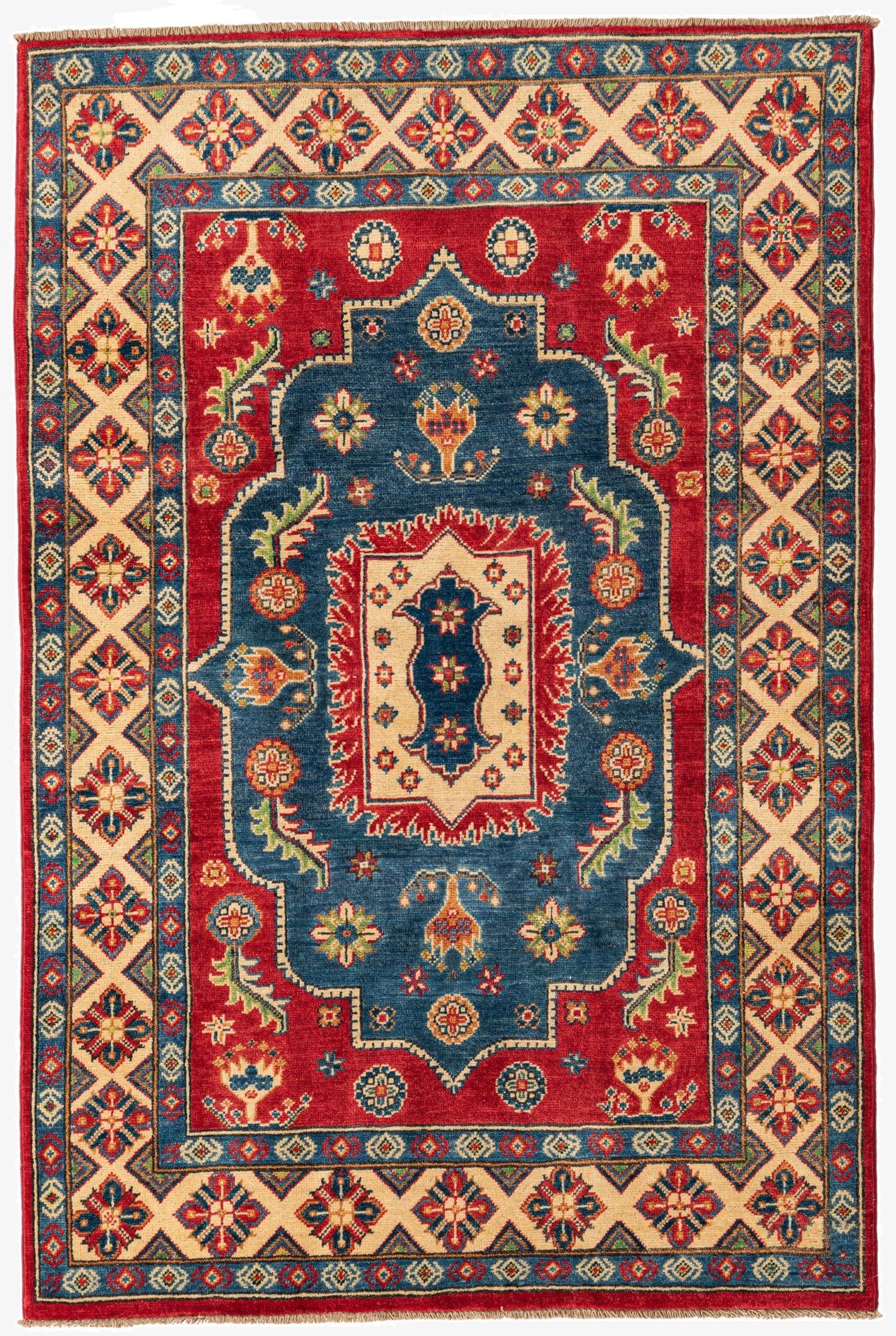 4' x 6' 1  Hand Knotted Kazak Rug