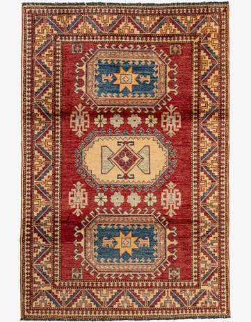 4' 4 x 6' 6 Hand Knotted Kazak Wool Rug