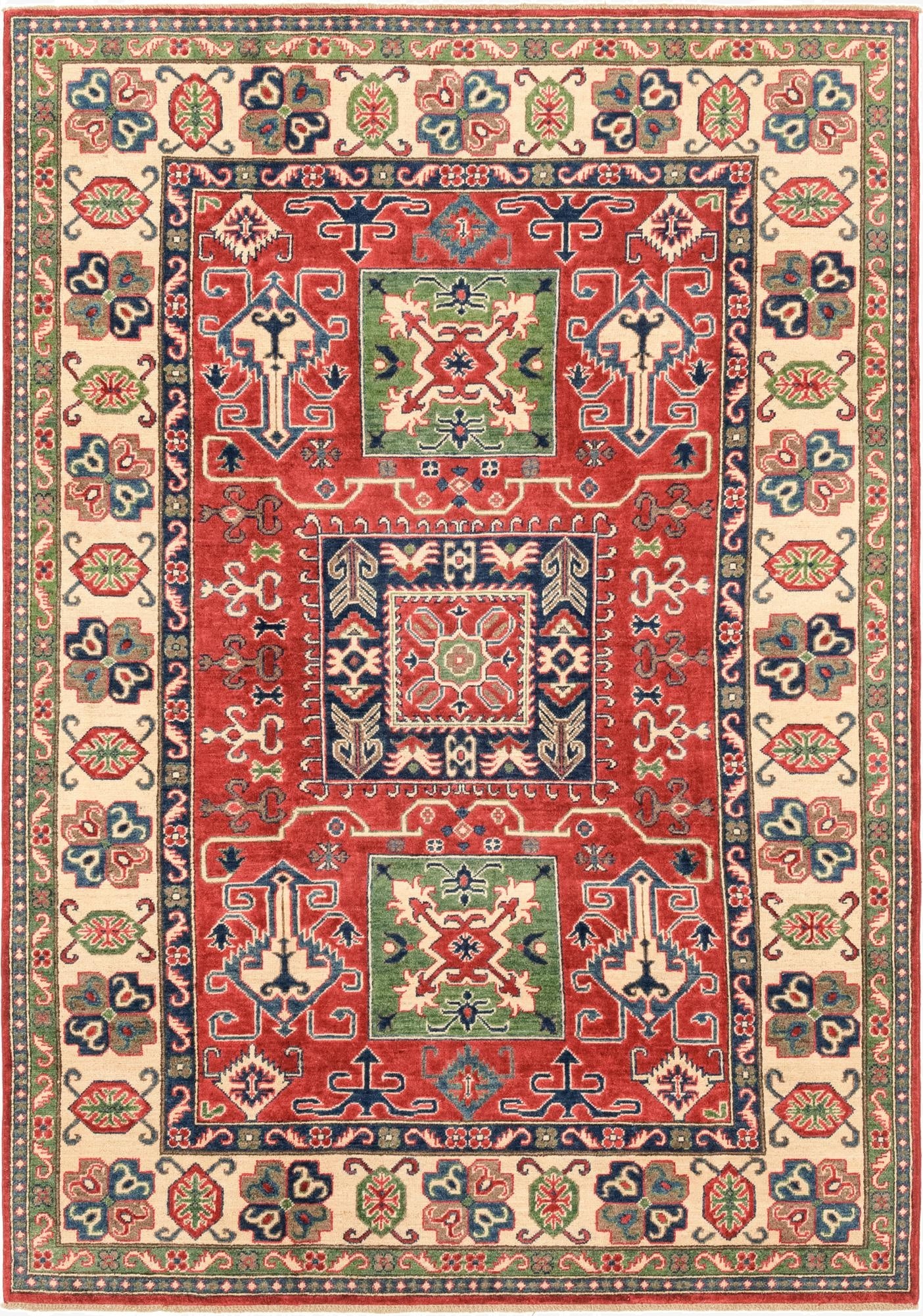 6' 1 x 8' 11  Hand Knotted Kazak Rug