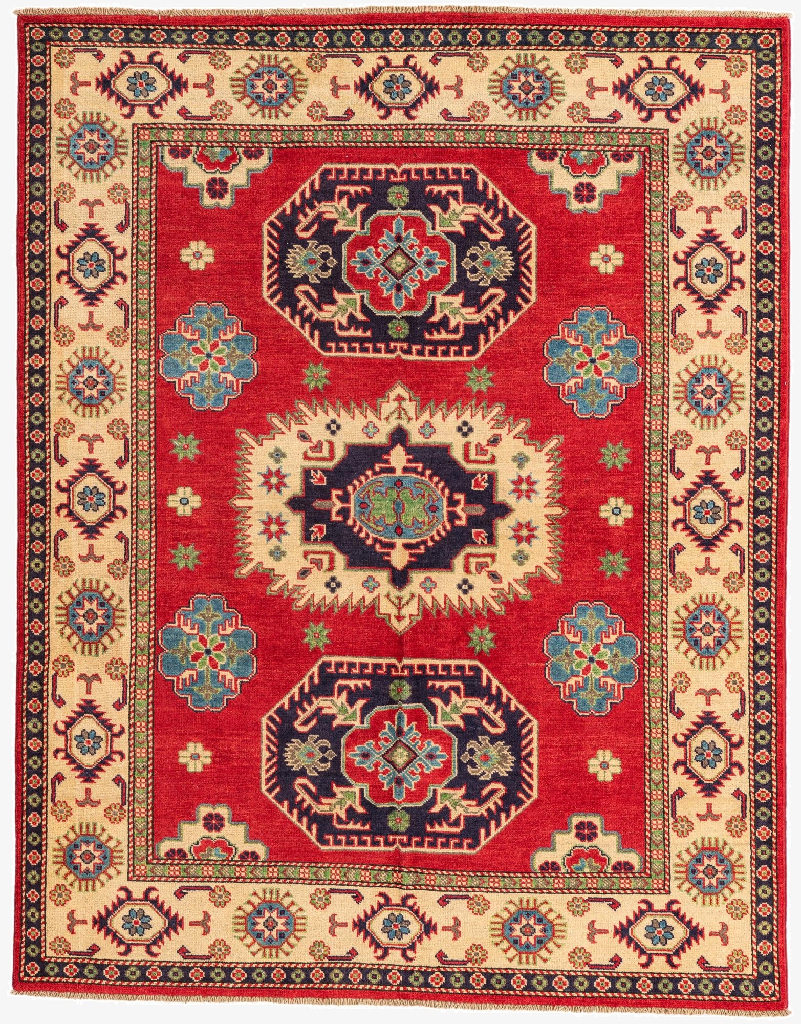5' 1 x 6' 6  Hand Knotted Kazak Rug