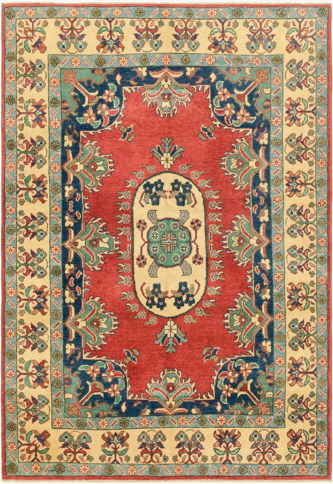 4' 10 x 7' 2  Hand Knotted Kazak Rug