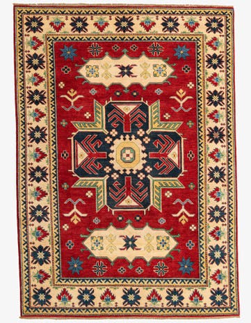 6' x 8' 7 Hand Knotted Kazak Rug