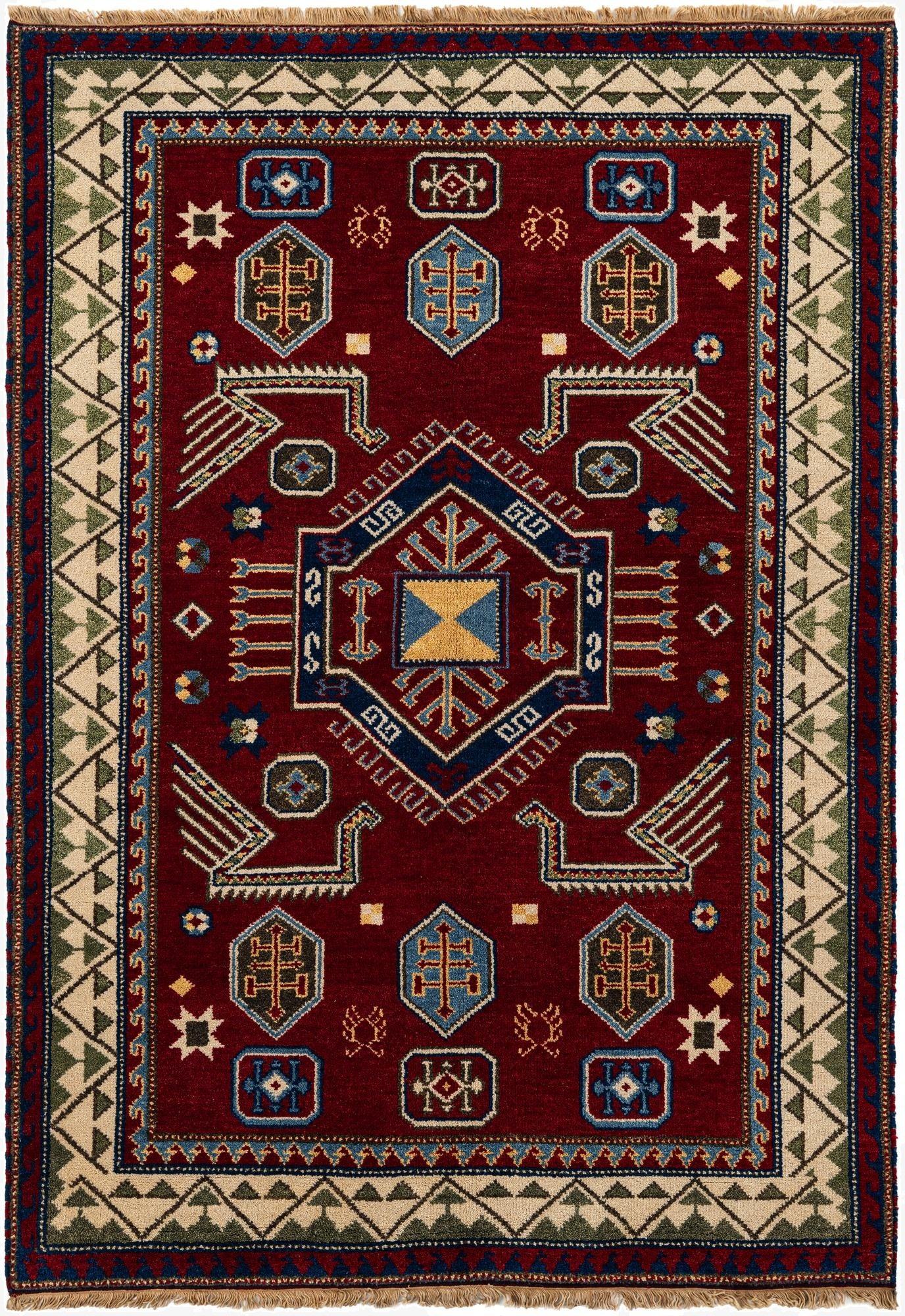 4' 8 x 6' 7  Hand Knotted Kazak Wool Rug