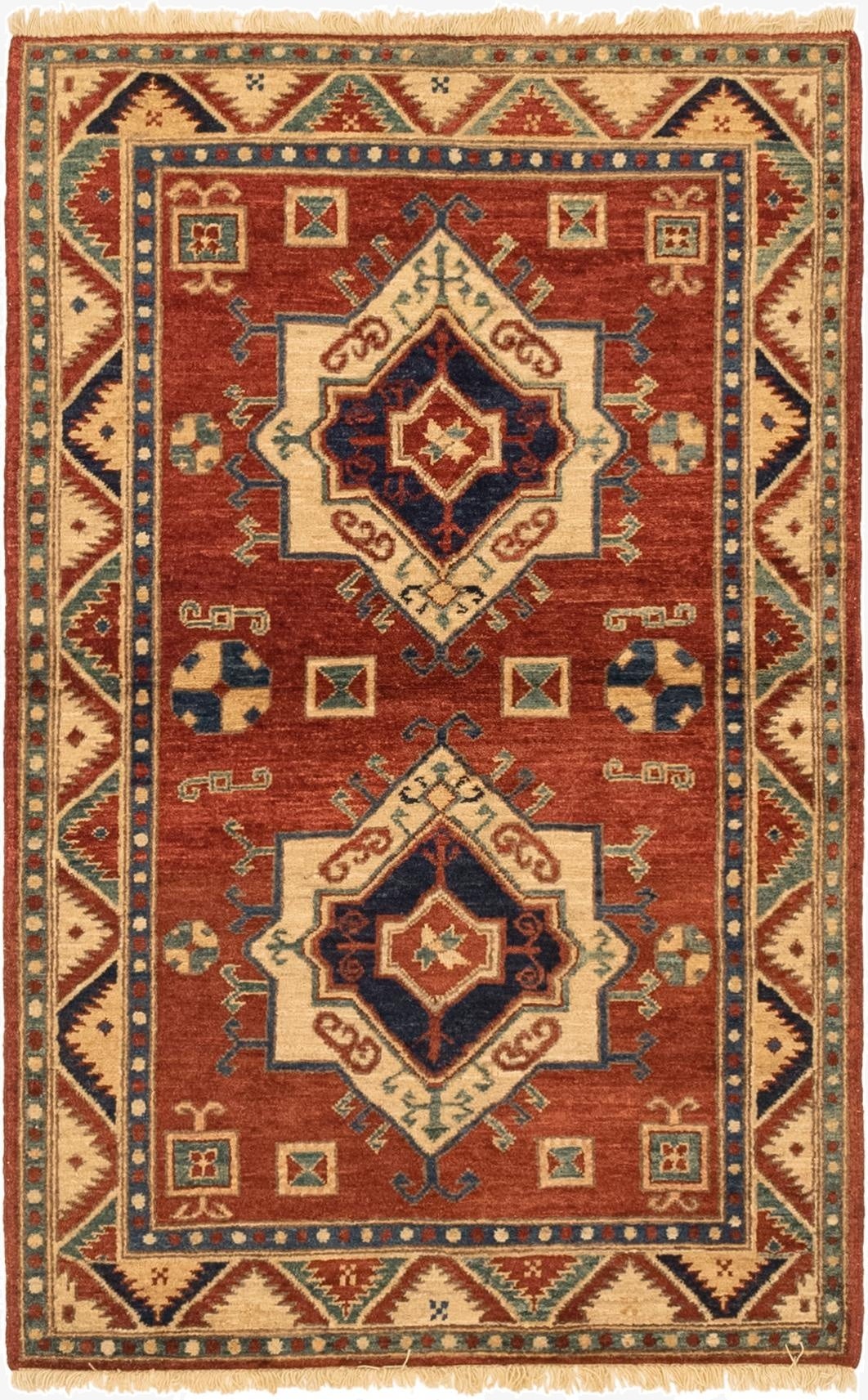 3' 1 x 4' 10  Hand Knotted Kazak Rug