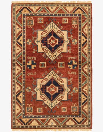 3' 1 x 4' 10 Hand Knotted Kazak Rug