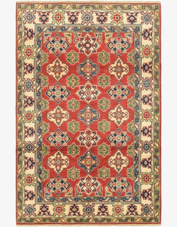 4' x 6' 2 Hand Knotted Kazak Rug
