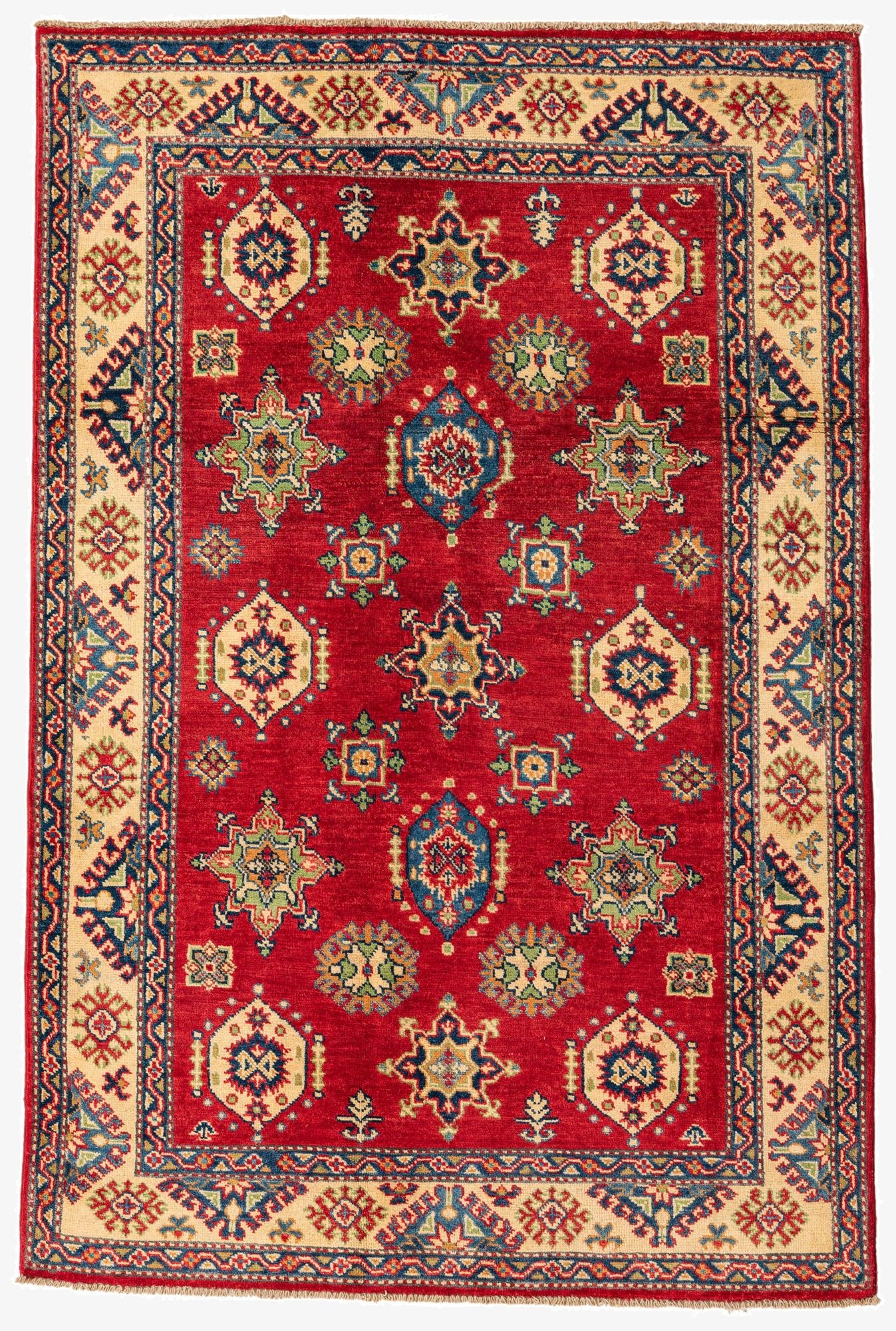 4' x 6' 1  Hand Knotted Kazak Rug