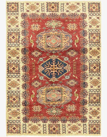 3' 5 x 4' 10 Hand Knotted Kazak Oriental Rug
