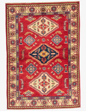 3' 4 x 4' 9 Hand Knotted Kazak Rug