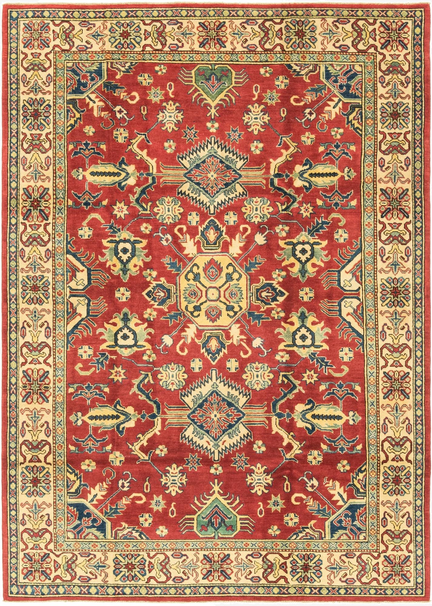 6' 7 x 9' 5  Hand Knotted Kazak Rug