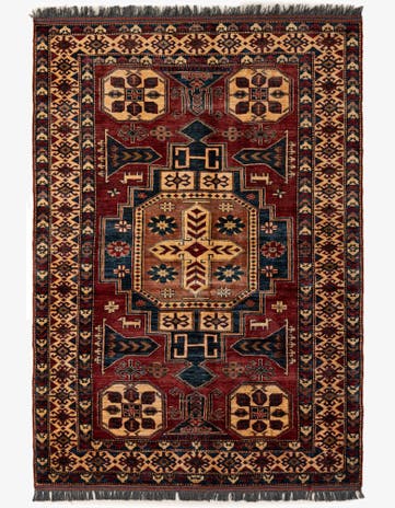 4' 10 x 6' 11 Hand Knotted Kazak Oriental Wool Rug