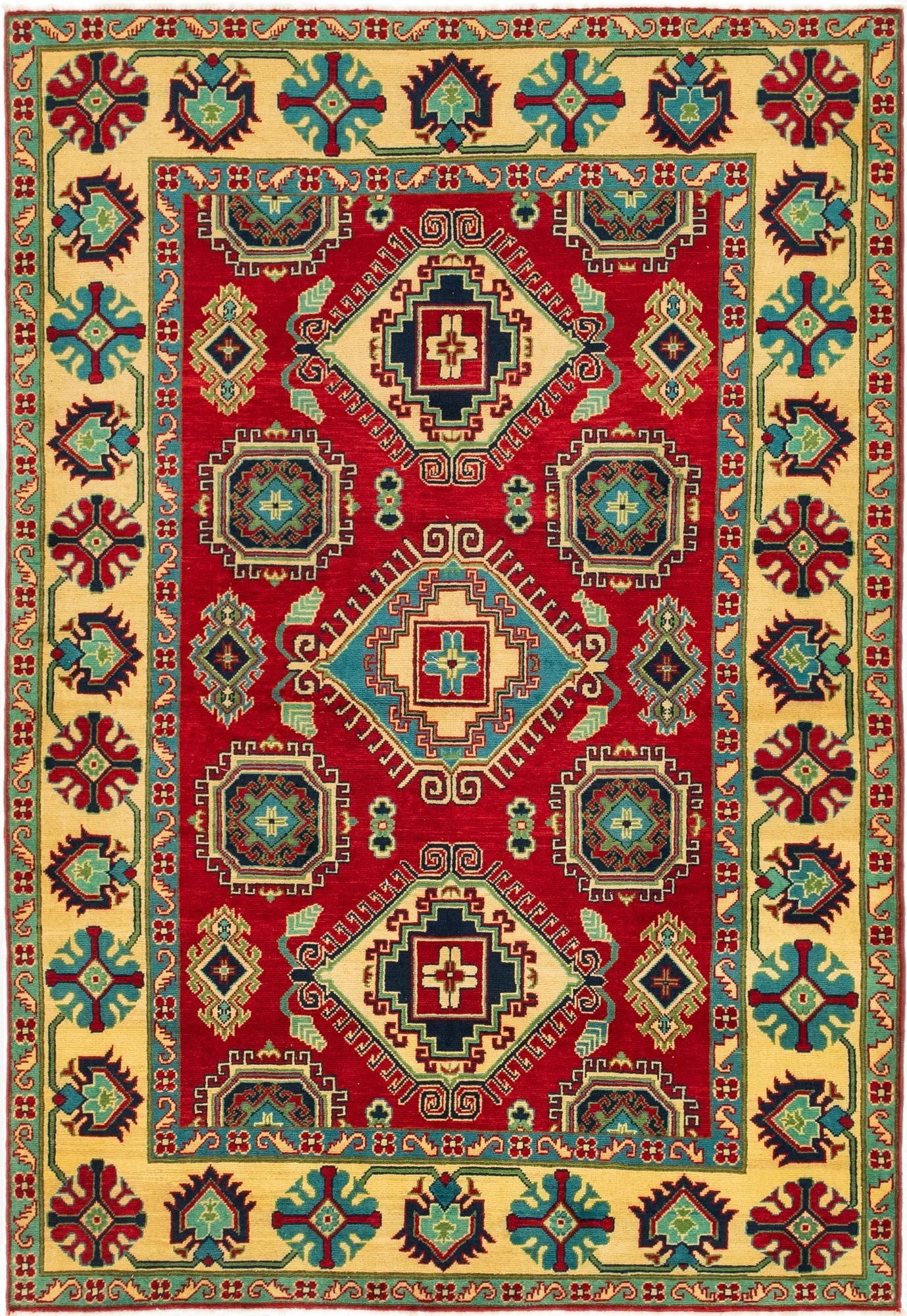 5' 8 x 8' 3  Hand Knotted Kazak Rug