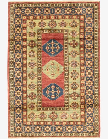 3' 4 x 4' 10 Hand Knotted Kazak Oriental Rug