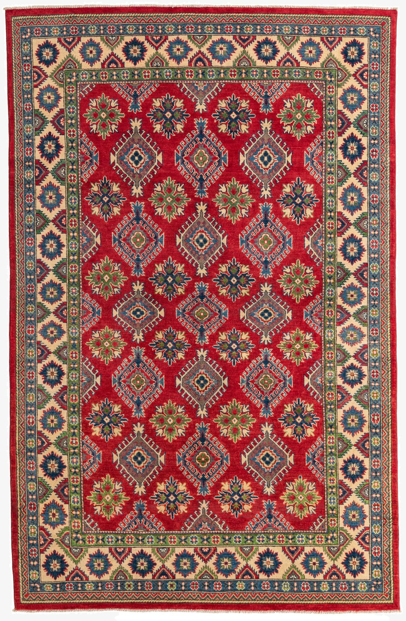 6' 4 x 9' 9  Hand Knotted Kazak Rug