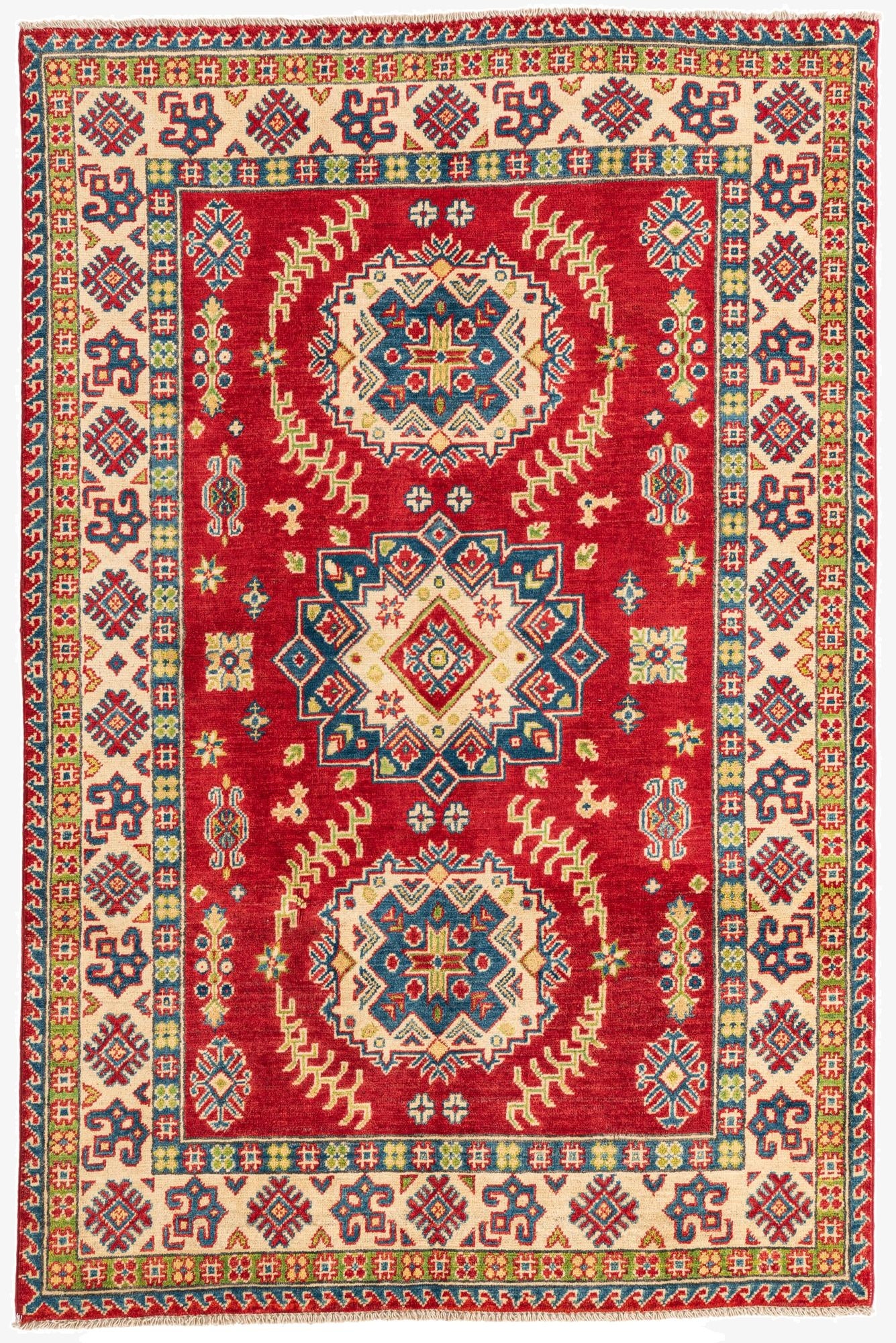 4' x 6' 1  Hand Knotted Kazak Rug