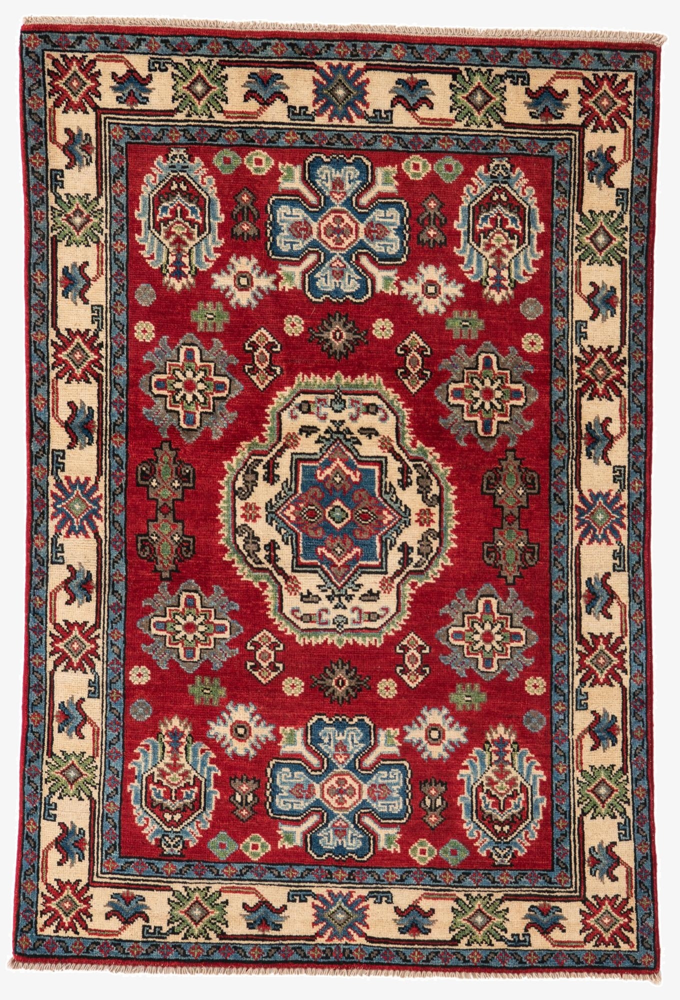 3' 2 x 4' 9  Hand Knotted Kazak Rug