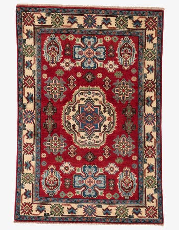 3' 2 x 4' 9 Hand Knotted Kazak Rug