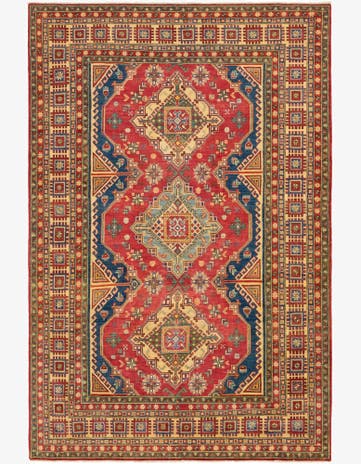 6' 7 x 10' 1 Hand Knotted Kazak Rug